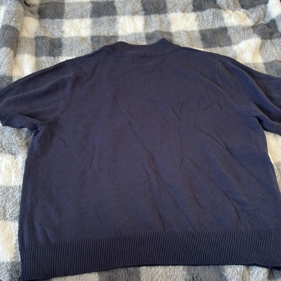 Vintage Traditions Navy Argyle Knit Top |Size 16| Preppy Short Sleeve Sweater | - Picture 3 of 4